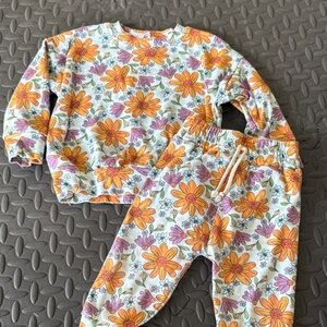 Toddler girl long sleeve floral matching set